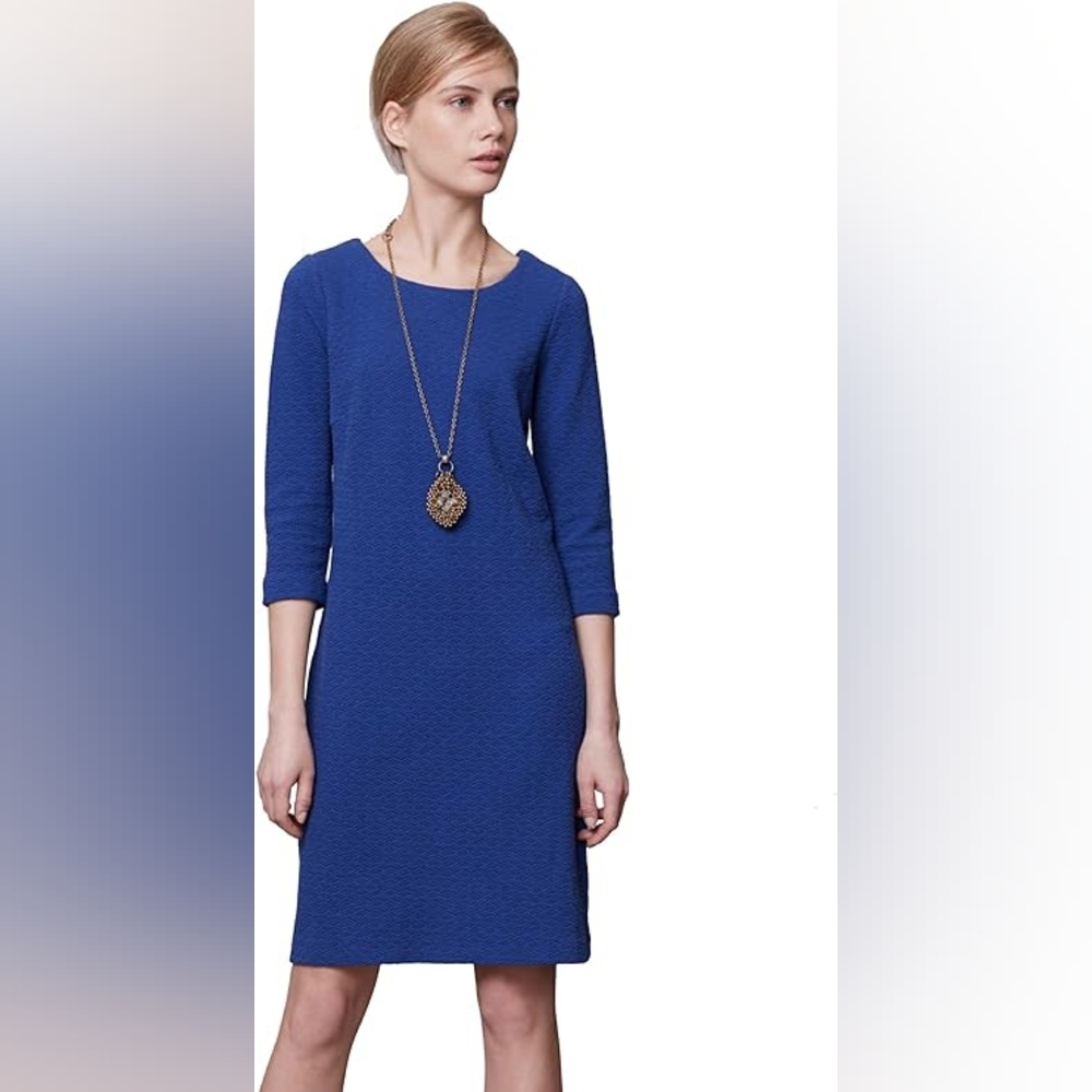 GANNI Lousa Shift Textured Mini Dress Cobalt Blue Size Medium